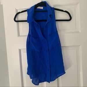 Chelsea Flower Blue Racer Back Button Down